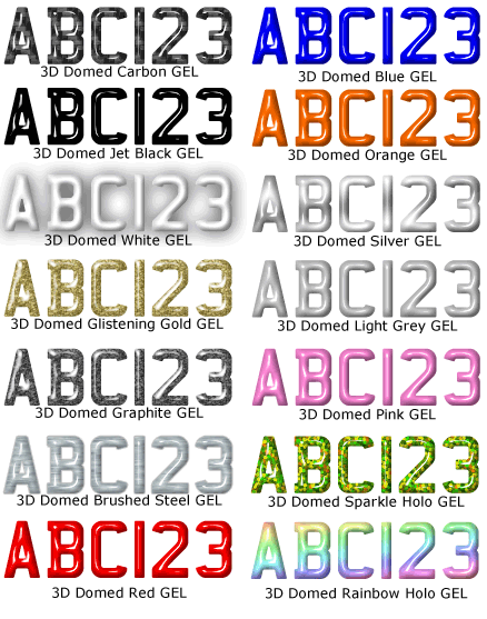 3D Domed Gel Letters and Numbers